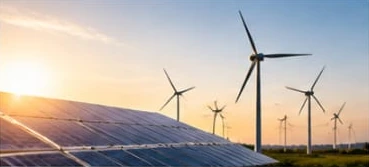 Painéis solares e turbinas eólicas
